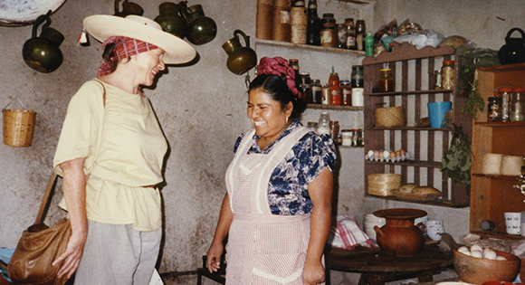 Diana Kennedy with one of her Mexican cook friends.