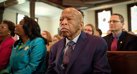 John Lewis about to speak at a church.