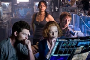 Sam Worthington as Jake, Sigourney Weaver as Dr. Grace Augustine, Michelle Rodriguez as Trudy Chacon, and Joel Dvid Moore as Norm