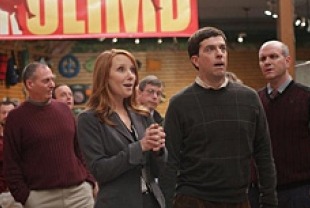 Anne Heche as Joan Ostrowski-Fox and Ed Helms as Tim Lippe