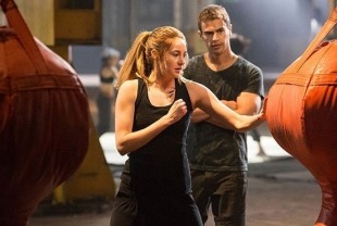 Shailene Woodley as Tris and Theo James as Four