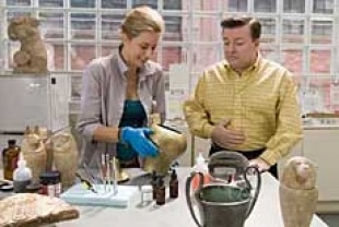 Tea Leoni as Gwen and Ricky Gervais as Dr. Pincus