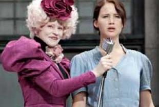 Elizabeth Banks as Effie and Jennifer Lawrence as Katniss