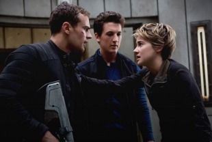 Theo James as Four, Miles Teller as Peter and Shailene Woodley as Tris