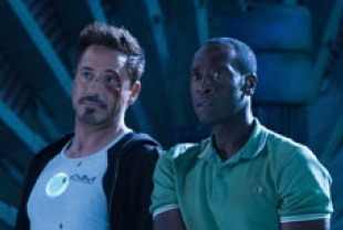 Robert Downey Jr. as Tony Stark and Don Cheadle as Rhodes