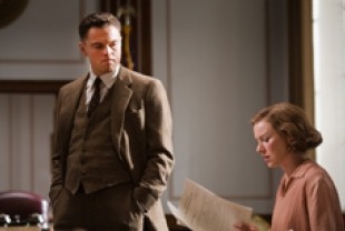 Leonardo DiCaprio as J. Edgar Hoover and Naomi Watts as Helen Gandy