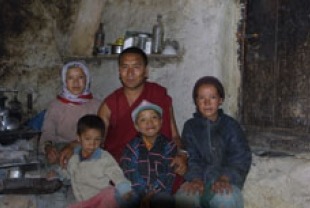Monk with children