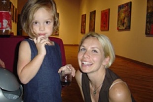 Maria and her mother at her exhibition