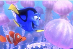 Marlin and Dory Swim through Jellyfish