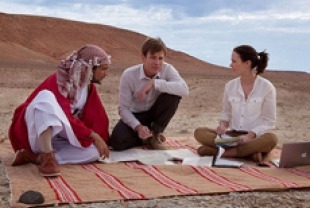 Amr Waked as Sheikh Muhammad, Ewan McGregor as Alfred and Emily Blunt as Harriett