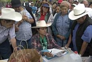 Rufina Juarez (center), the leader of South Central Farmers Feeding Families
