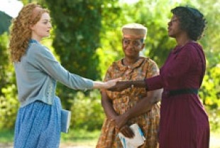 Emma Stone as Skeeter, Viola Davis as Aibileen and Octavia Spencer as Minny