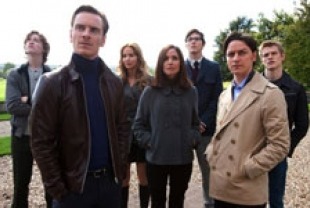Michael Fassbender as Magneto, Rose Taggart as Dr. Moira MacTaggert and James McAvoy as Professor X