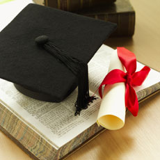 Graduation cap and diploma