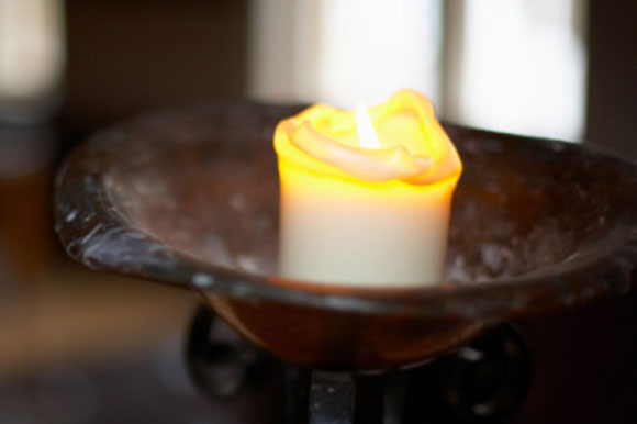 candle in a bowl
