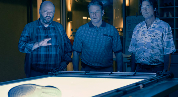 The team looks at models of the Air Jordan shoe