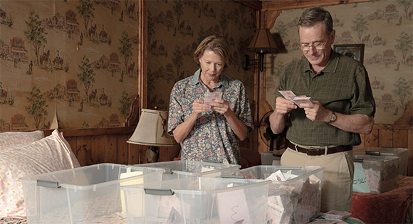 Marge and Jerry sorting lottery tickets