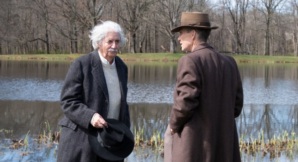 Tom Conti as Albert Einstein and Cillian Murphy as Robert Oppenheimer