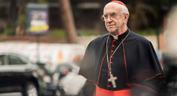 Jonathan Pryce as Cardinal Jorge Bergoglio in The Two Popes