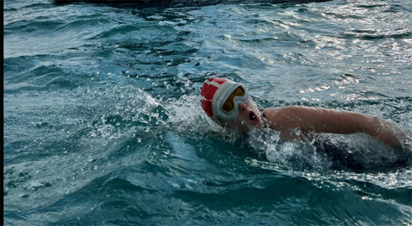 Trudy swimming the English Channel