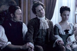 Mads Mikkelsen as Johann Friedrich Struensee , Mikkel Boe Folsgaard as Christian VII and Alicia Vikander as Caroline Mathilde 