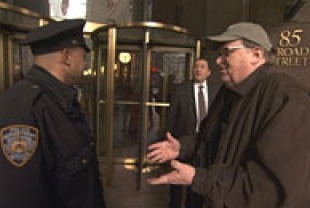 Michael Moore trying to make a citizen's arrest