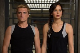 Josh Hutcherson as Peeta and Jennifer Lawrence as Katniss