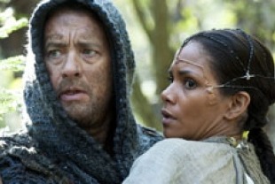 Tom Hanks as Valleysman Zachry and Halle Berry as Meronym