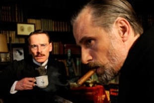 Michael Fassbender as Carl Jung and Viggo Mortensen as Sigmund Freud