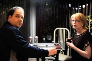 Jordan Delber as Abe and Mia Farrow as Phyllis