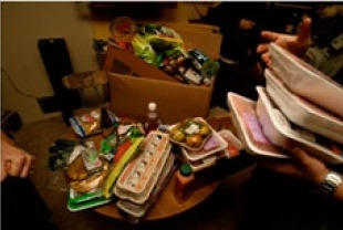 At least a week's worth of food from dumpsters