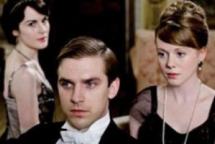Michelle Dockery as Lady Mary, Dan Stevens as Matthew and Zoe Boyle as Lavinia
