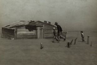 Farmer and sons in dust storm, Oklahoma, 1936. Credits: Arthur Rothstein