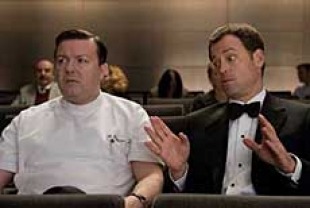 Ricky Gervais as Dr. Pincus and Greg Kinnear as Frank Herlihy