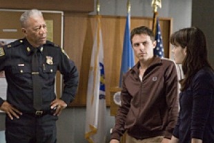 Morgan Freeman as Jack, Casey Afflect as Patrick, and Michelle Monaghan as Angie