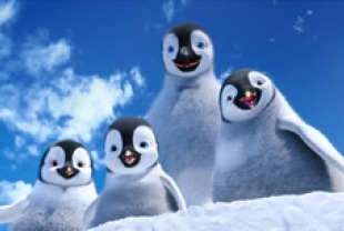 Bo, voiced by Meibh Campbell; Erik, voiced by Ava Acres; Mumble, voiced by Elijah Wood; and Atticus, voiced by Benjamin 