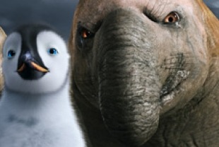 Mumble, voiced by Elijah Wood; and Bryan the Beachmaster, voiced by Richard Carter