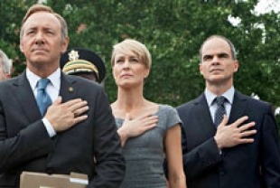 Kevin Spacey as Francis, Robin Wight as Claire and Michael Kelly as Doug