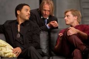 Lenny Kravitz as Cinna, Woody Harrelson as Haymitch and Josh Hutcherson as Peeta