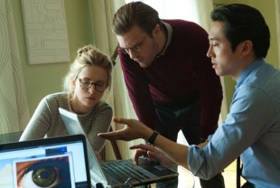 Brit Marling as Karen, Michael Pitt as Ian and Steven Yeun as Kenny 
