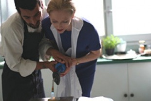 Edoardo Gabbriellini as Antonio and Tilda Swinton as Emma