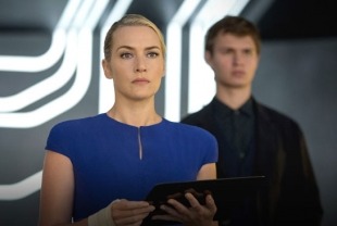 Kate Winslet as Jeanine and Ansel Elgort as Caleb