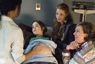 Ellen Page as Juno, Olivia Thirlby as Leah, and Alison Janney as Brenda