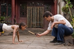 Jaden Smith as Tre and Jackie Chan as Mr. Han