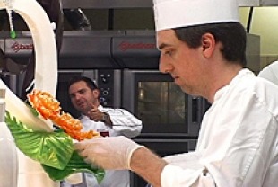 Chef Philippe Rigollot works on his sugar sculpture