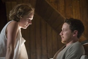 Kerry Condon as Masha and James McAvoy as Valentin