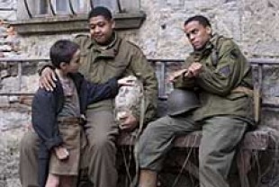 Matteo Sciabondi as the Boy, Omar Benson Miller as Train, and Michael Ealy as Bishop