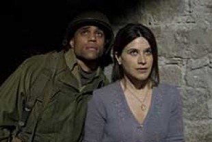 Michael Ealy as Bishop and Valentina Cervi as Renata