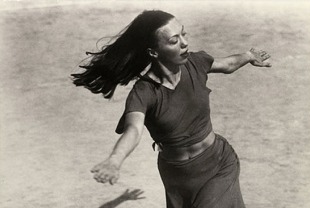 Martha Hill dancing on the lawn at Bennington, 1938