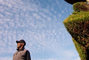 Pearl Fryar with One of His Topiary Sculptures